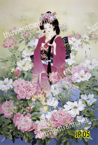 Tranh dán tường hoa cô gái Geisha Nhật Bản-JP-05 - Tranh tường chất lượng cao